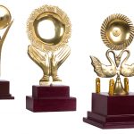 three winners trophies