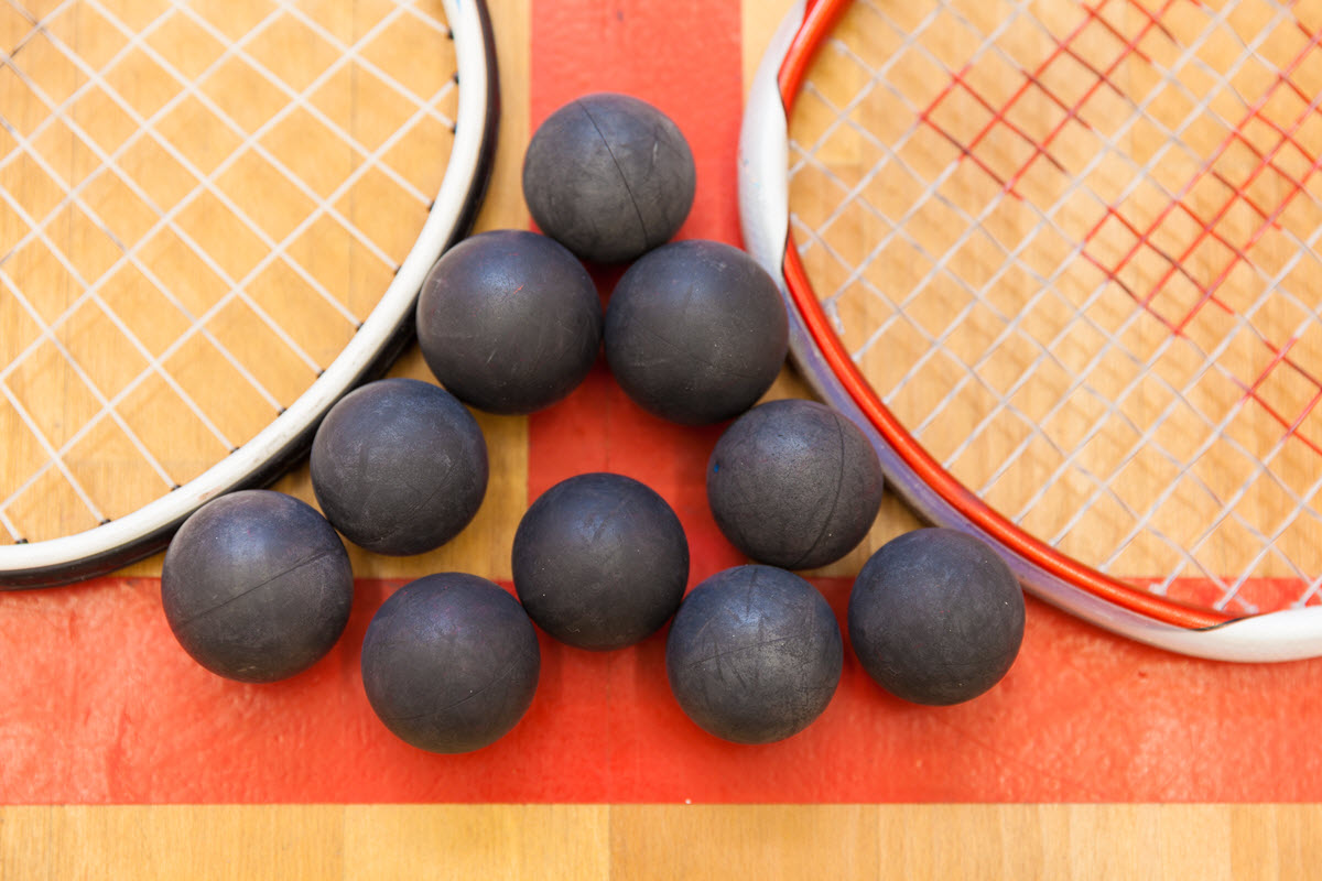 squash rackets and balls